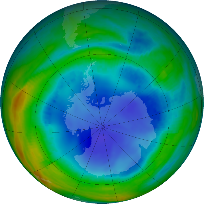 Antarctic ozone map for 06 August 1999